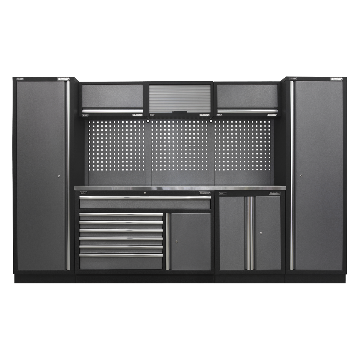 Superline PRO® Storage System with Stainless Steel Worktop 3.24m