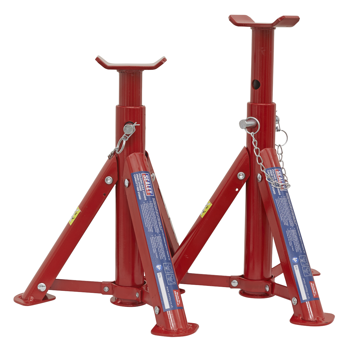 Folding Type Axle Stands, 2 Tonne Capacity per Stand, Red (AS2000F)