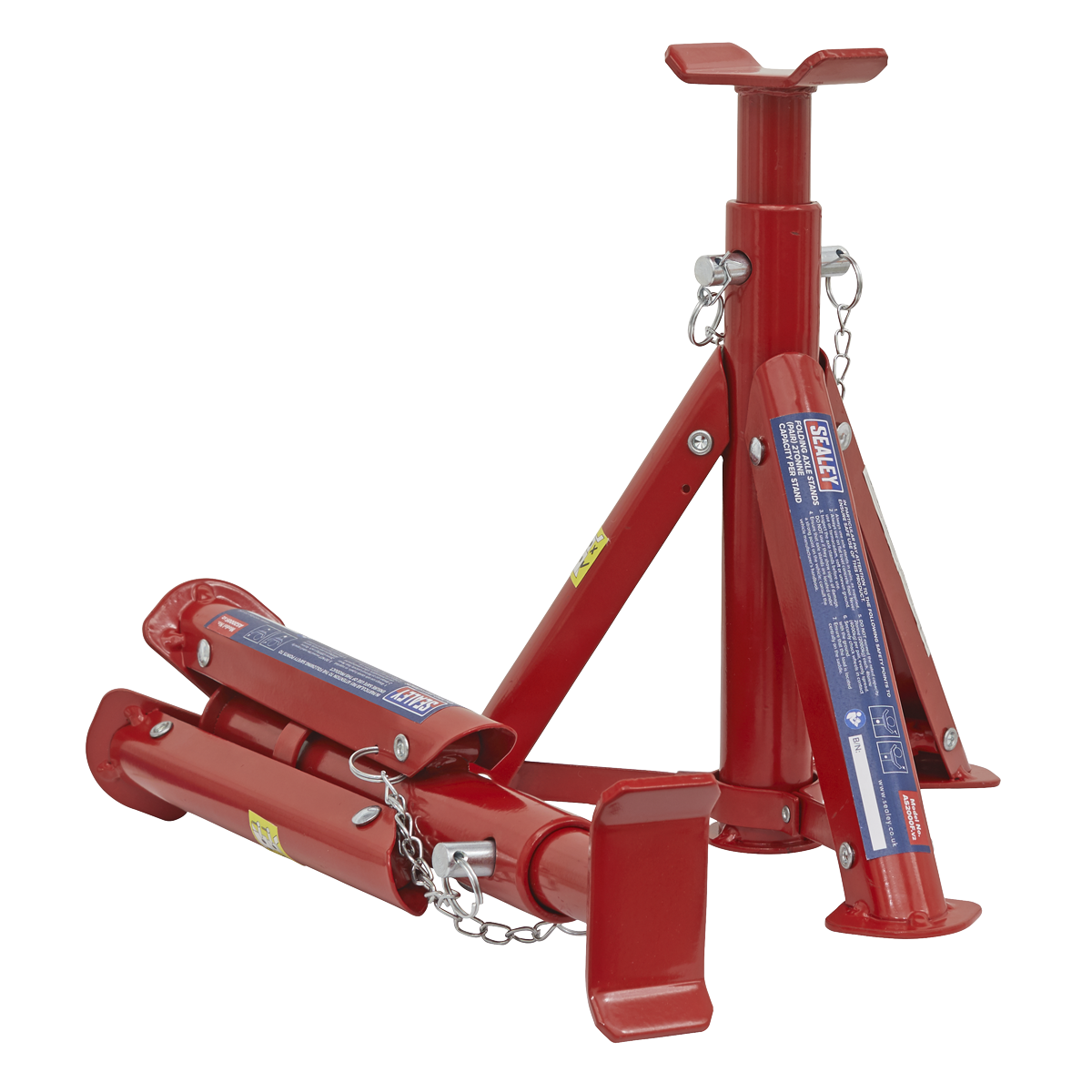 Folding Type Axle Stands, 2 Tonne Capacity per Stand, Red (AS2000F)