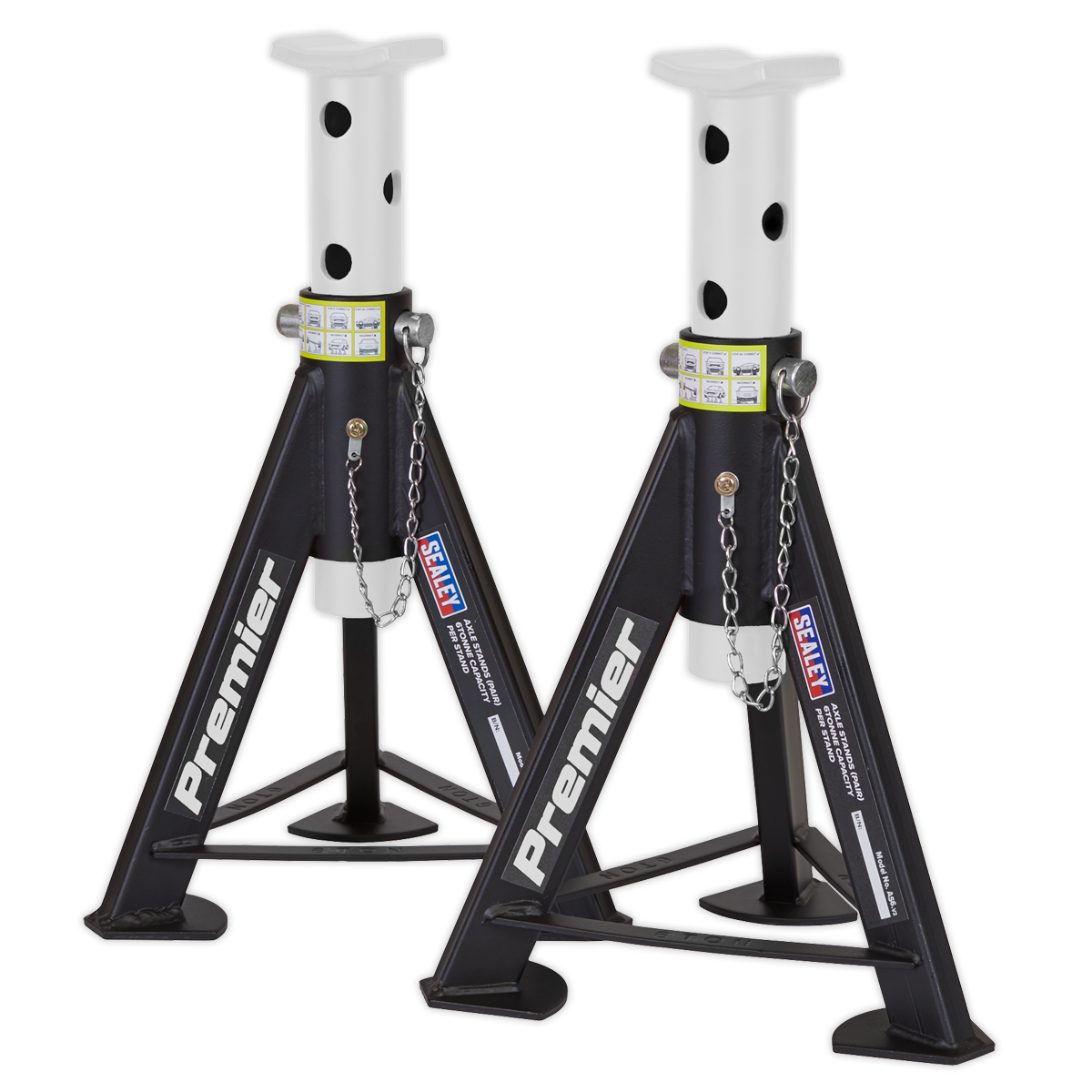 Premier Axle Stands, 6 Tonne Capacity per Stand, White (AS6)