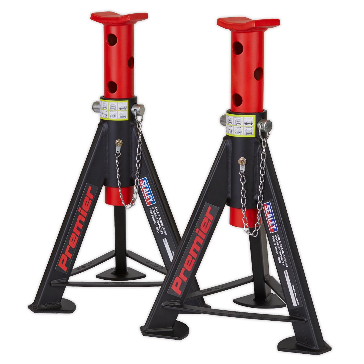 Premier Axle Stands, 6 Tonne Capacity per Stand, Red (AS6R)