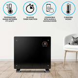 Baridi Electric Glass Panel Heater with Timer & Wi-Fi 1000W - Black - A