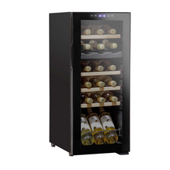 Dellonda DH89 18 Bottle Dual Zone Wine Cooler Fridge with Digital Touchscreen Controls and LED Light Black