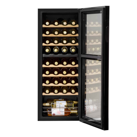 Baridi 36 Bottle Dual Zone Wine Fridge with LED Light - Black - A