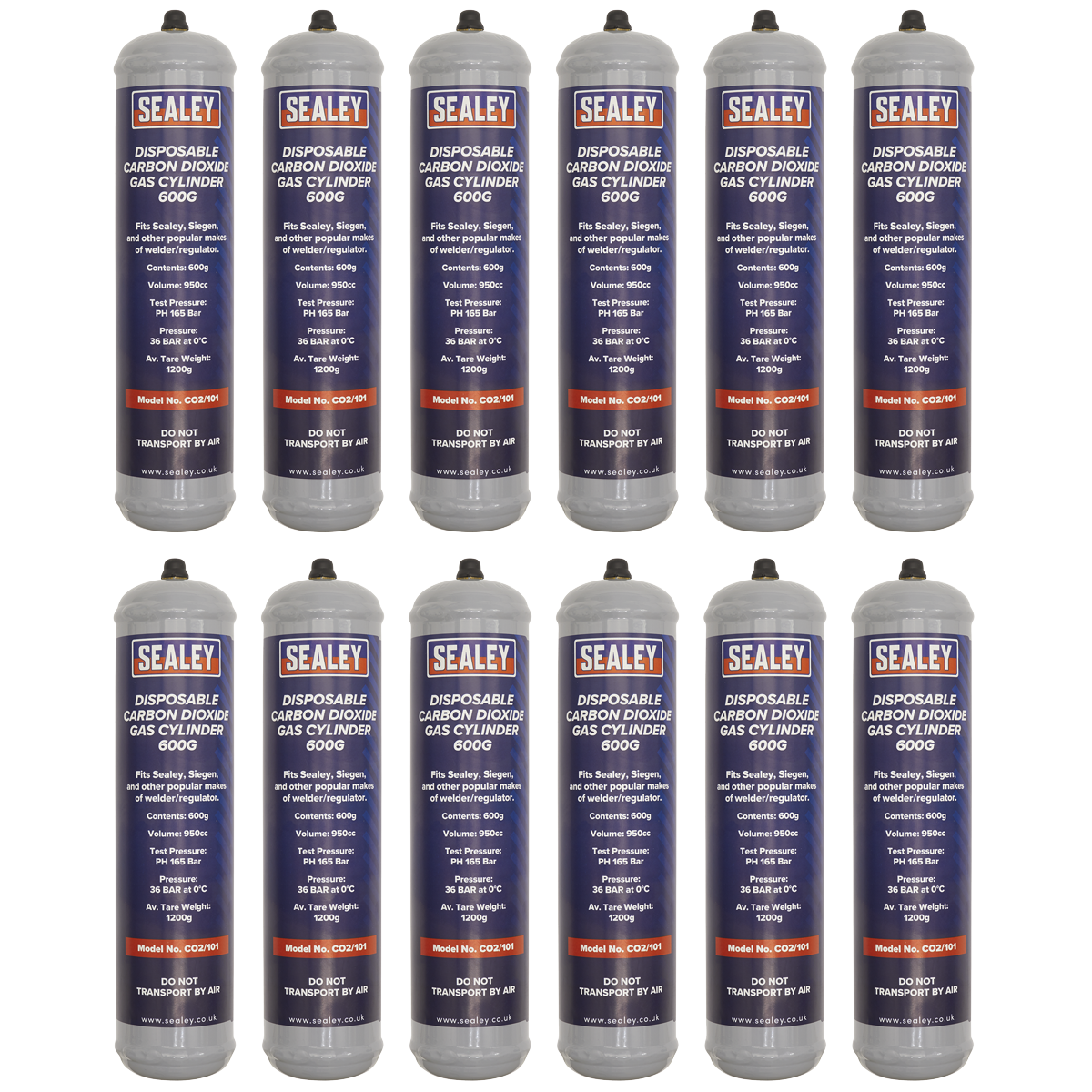 Disposable Carbon Dioxide Gas Cylinder 600g - Box of 12