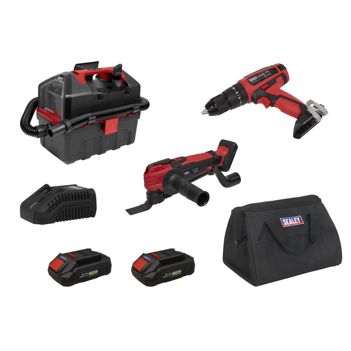 3 x SV20 Series Cordless Power Tool Vac Kit 20V Euro Plug - 2 Batteries