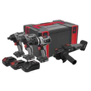 Premier 4 x SV20 Series Cordless Brushless Power Tool Kit 20V Euro Plug - 2 Batteries