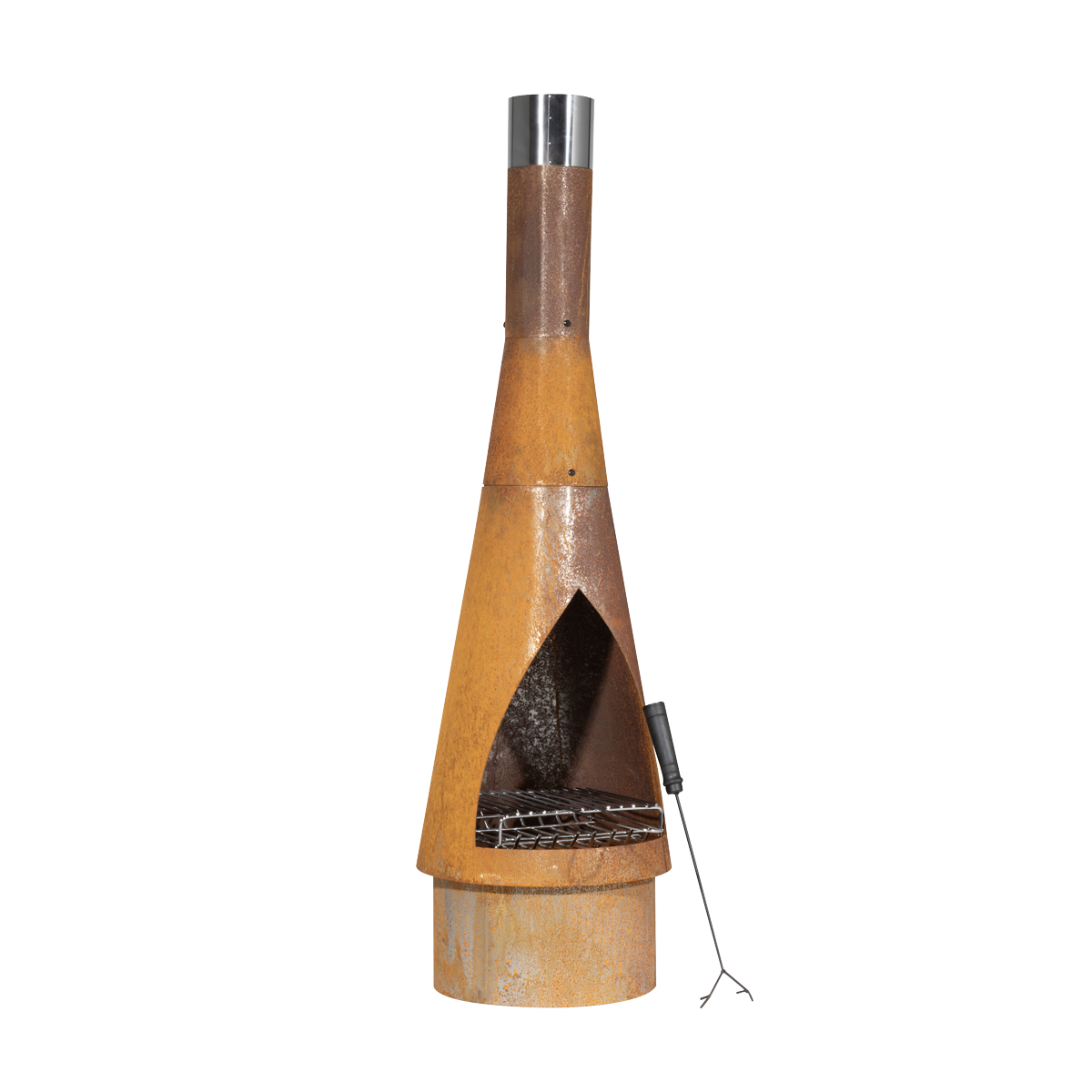 Dellonda Outdoor/Garden/Patio Conical Chiminea, Fireplace, Fire Pit, Heater, H127cm - Corten Steel