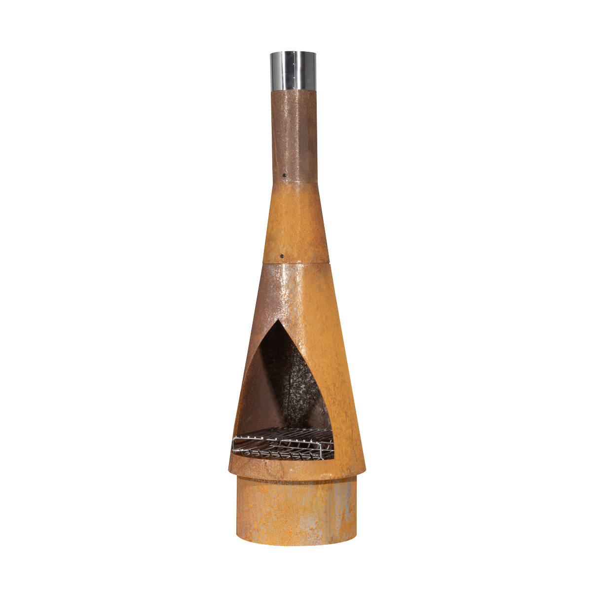 Dellonda Outdoor/Garden/Patio Conical Chiminea, Fireplace, Fire Pit, Heater, H127cm - Corten Steel