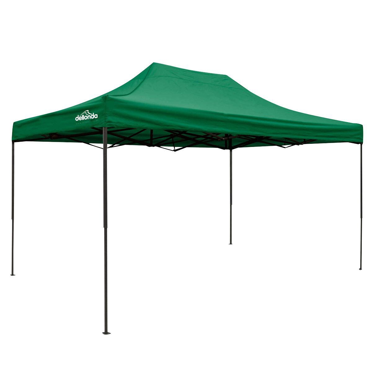 Dellonda Premium 3 x 4.5m Pop-Up Gazebo, Heavy Duty, PVC Coated, Water-Resistant Fabric, Supplied with Carry Bag, Rope, Stakes & Weight Bags - Dark Green Canopy