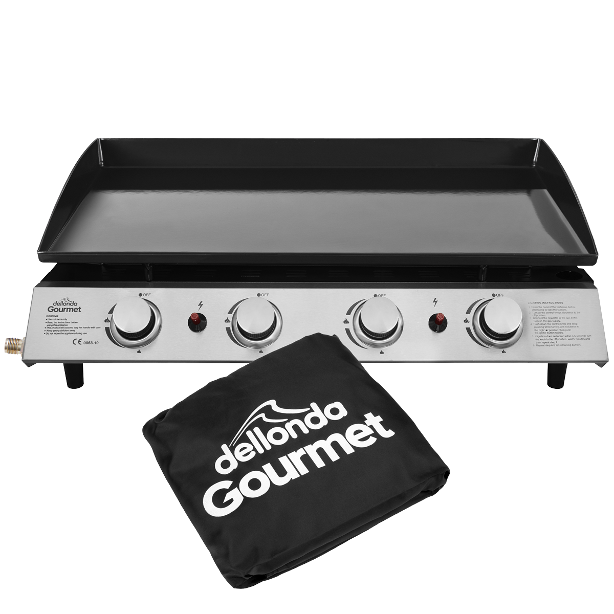 Dellonda 4 Burner Portable Gas Plancha & Cover