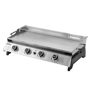 Dellonda 4 Burner Stainless Steel Portable Gas Plancha with Warming Rack 10kW