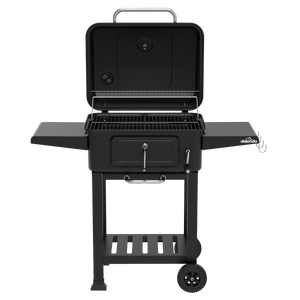 Dellonda Charcoal Grill BBQ Smoker & Trolley with 2 Side Shelves - Black