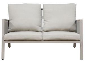 Dellonda DG56 Fusion Aluminium 4 Piece Outdoor Garden Patio Corner Sofa & Coffee Table Set, Light Grey