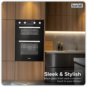 Baridi 90cm Built-In Double Oven, 88L Capacity, Energy Rating A - Black