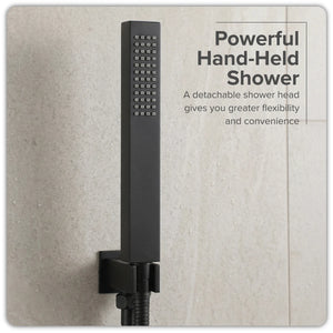Concealed Thermostatic Shower Set 20 x 20cm Square Head & Hand Shower - Black