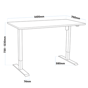 Dellonda Black Electric Height Adjustable Standing Desk, 1400 x 700mm Dual Motor 100kg