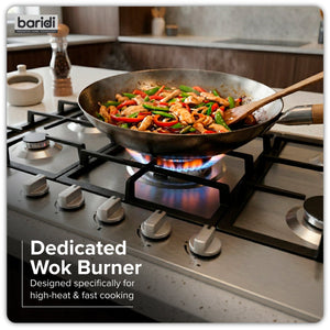 Baridi 90cm Gas Hob Stainless Steel with 5 Burners, Cast Iron Supports & Auto Ignition 11kW