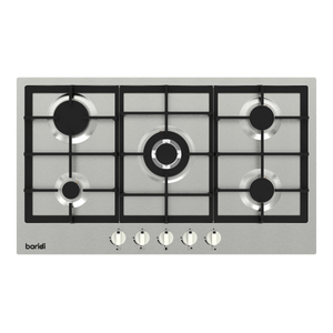 Baridi 90cm Gas Hob Stainless Steel with 5 Burners, Cast Iron Supports & Auto Ignition 11kW