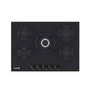 Baridi 70cm Gas Hob Matt Black with 5 Burners, Cast Iron Supports & Auto Ignition 10.4kW