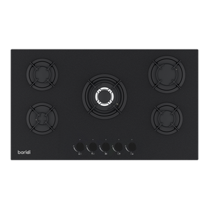 Baridi 90cm Gas Hob Matt Black 5 Burners Cast Iron Supports & Auto Ignition 10.4kW