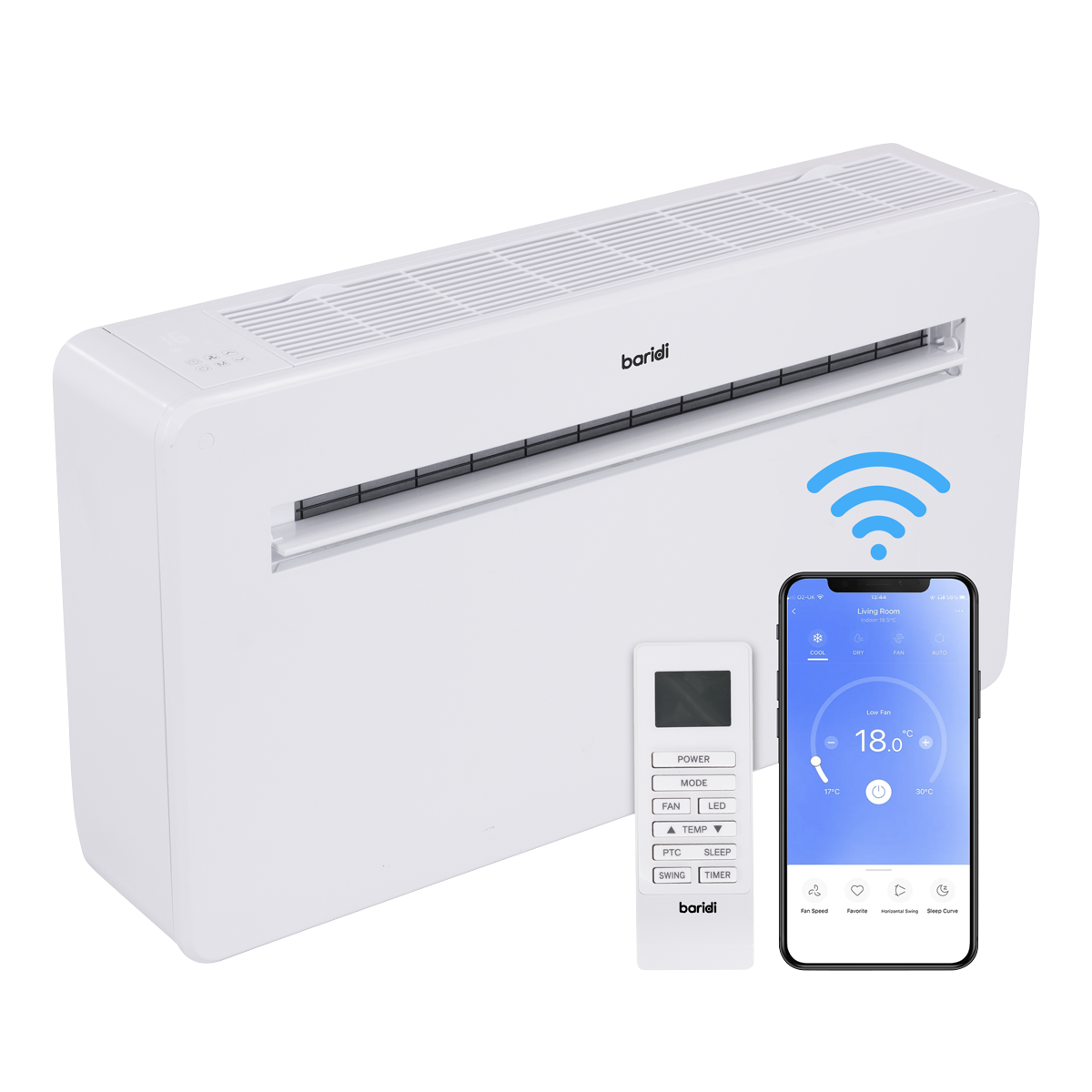 Baridi 4-in-1 Smart Monobloc Wall-Mounting Air Conditioning Unit 12,000Btu/hr - White