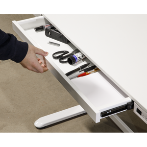Dellonda Single Motor Ultra-Quiet Electric Desk with Control Panel, USB Port & Drawer - White Desktop