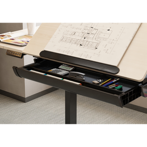 Dellonda Single Motor Ultra-Quiet Electric Adjustable Drawing Table with 40° Tilt, Drawer & Side Table