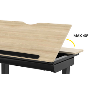 Dellonda Single Motor Ultra-Quiet Electric Adjustable Drawing Table with 40° Tilt, Drawer & Side Table