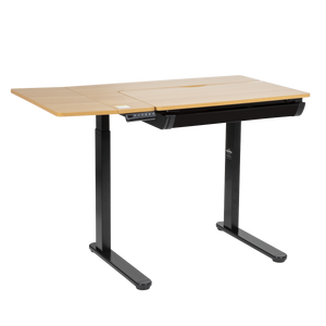 Dellonda Single Motor Ultra-Quiet Electric Adjustable Drawing Table with 40° Tilt, Drawer & Side Table