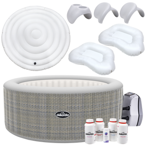 Dellonda 4-6 Person Inflatable Hot Tub/Spa with Smart Pump & Starter Kit - Rattan Effect