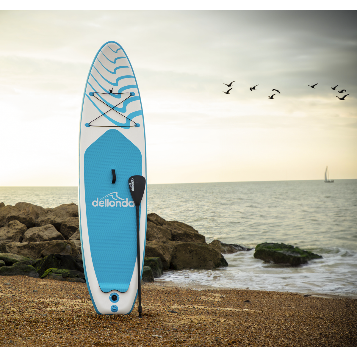 Dellonda Inflatable Stand-Up Paddle Board 10'6", Light Blue (DL152)