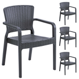 Dellonda Stackable Dining Chairs with Armrests 4 Pack - Anthracite Grey - B