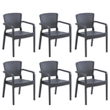 Dellonda Stackable Dining Chairs with Armrests 6 Pack - Anthracite Grey - A