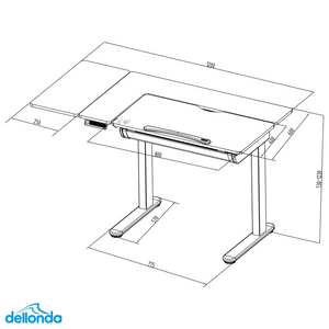 Dellonda DH71 Single Motor Height Adjustable Electric Sit and Stand Drawing Desk with Tilt and Controls, 120 x 60cm, 50kg Capacity, Oak