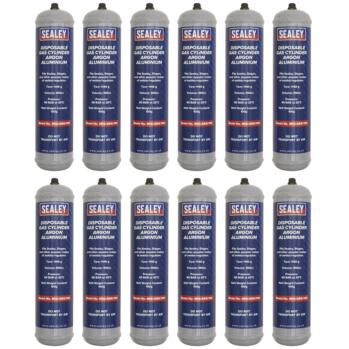 Disposable Argon Gas Cylinder 100g - Box of 12