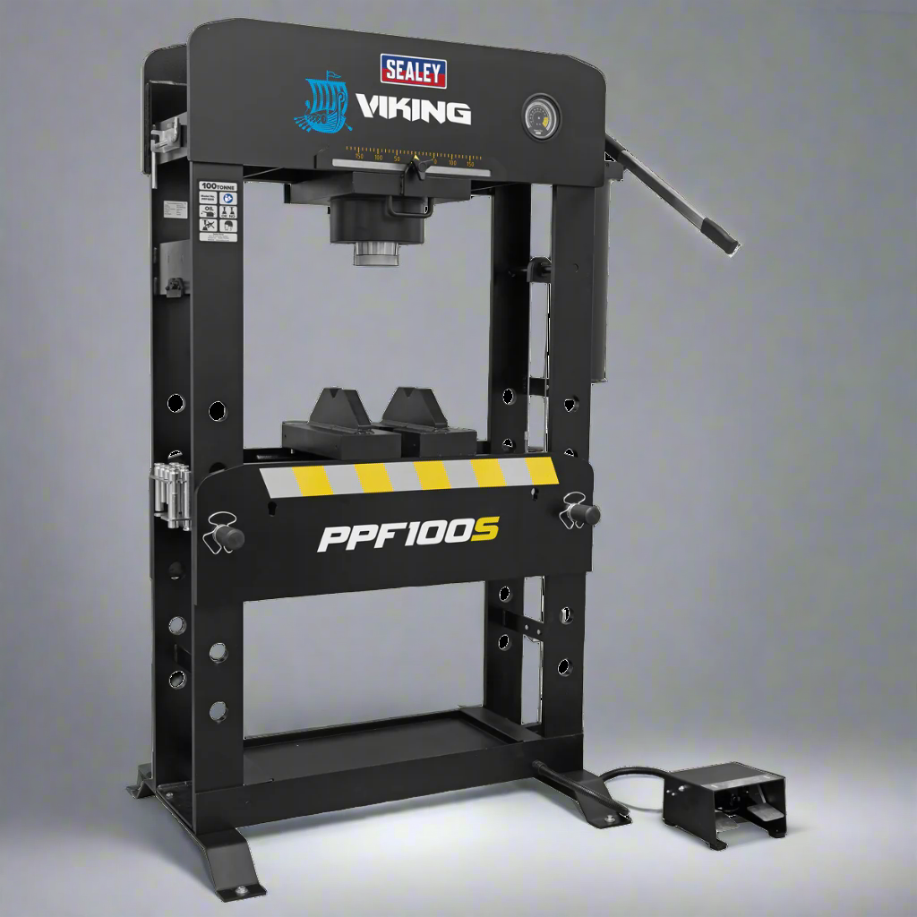 Viking Floor Type Air/Hydraulic Press with Sliding Ram & Foot Pedal 100 Tonne