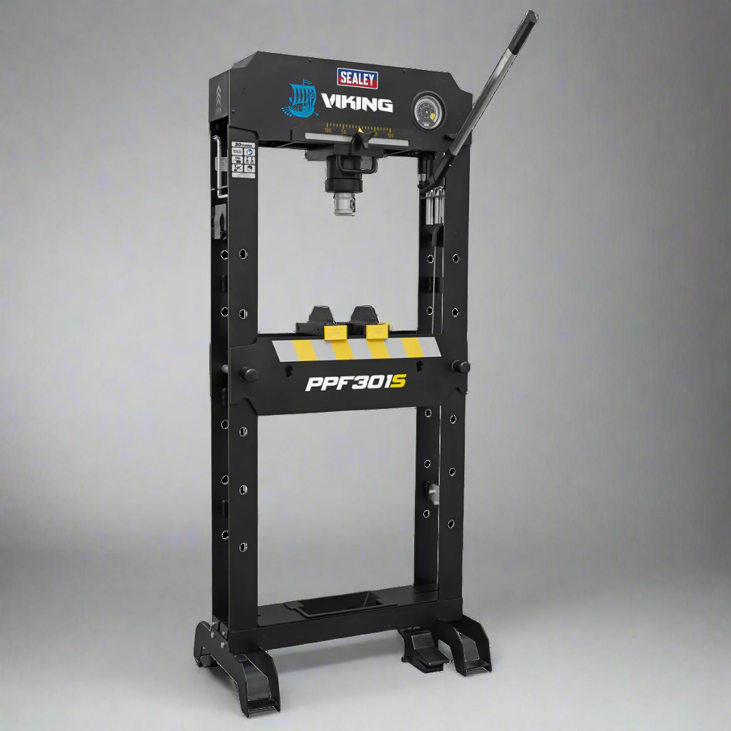 Viking Floor Type Air/Hydraulic Press with Sliding Ram and Foot Pedal 30 Tonne