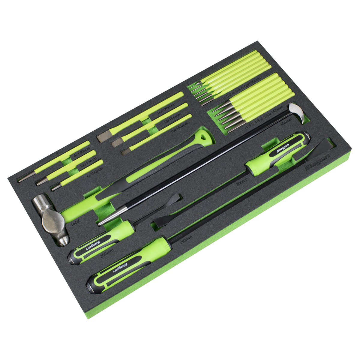 Siegen Pry Bar, Hammer & Punch Set with Tool Tray 23pc