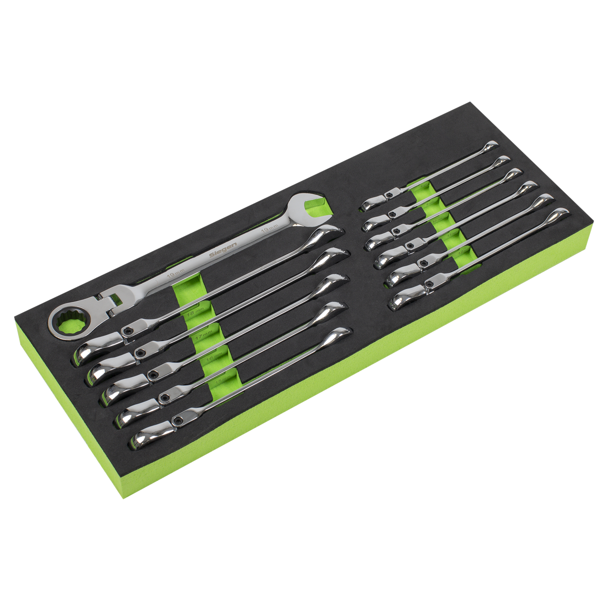 Siegen Flexi-Head Combination Ratchet Spanner Set 12pc