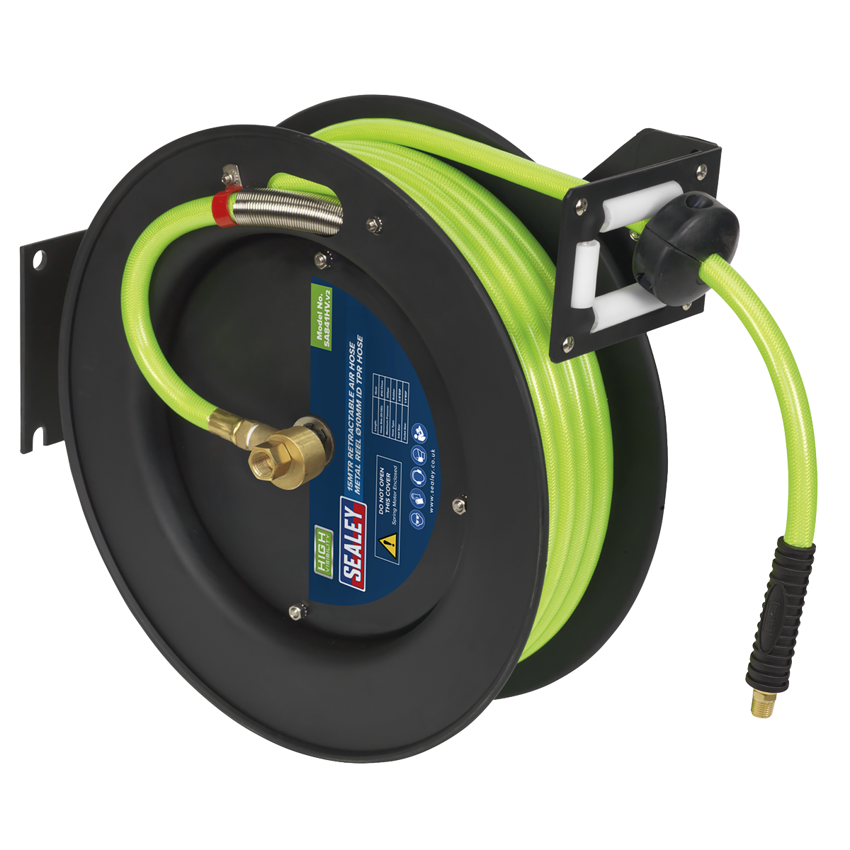 15m Retractable High-Visibility TPR Air Hose with Metal Reel 10mm ID