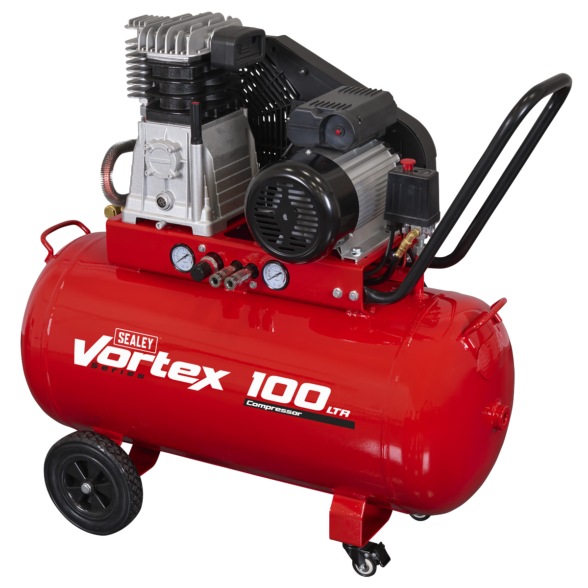 100L Belt Drive Air Compressor with Cast Cylinders & Wheels 3.5hp