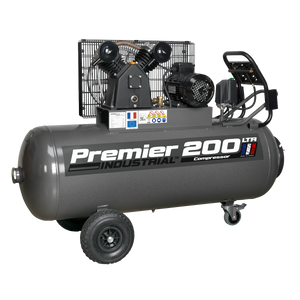 Premier 200L Belt Drive Air Compressor with Front Control Panel 3hp 415V 3ph