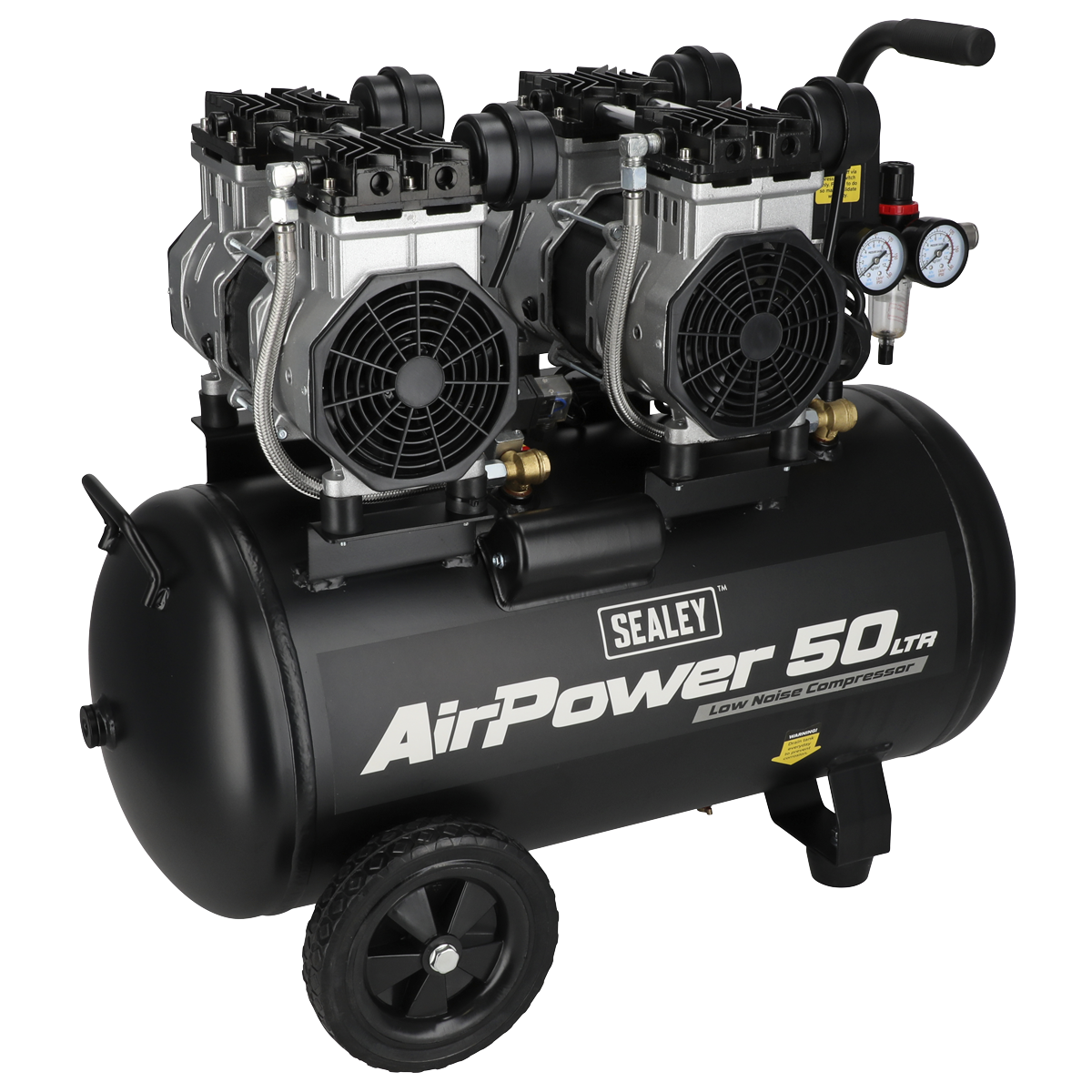 50L Low Noise Oil Free Direct Drive Air Compressor 2 x 2hp