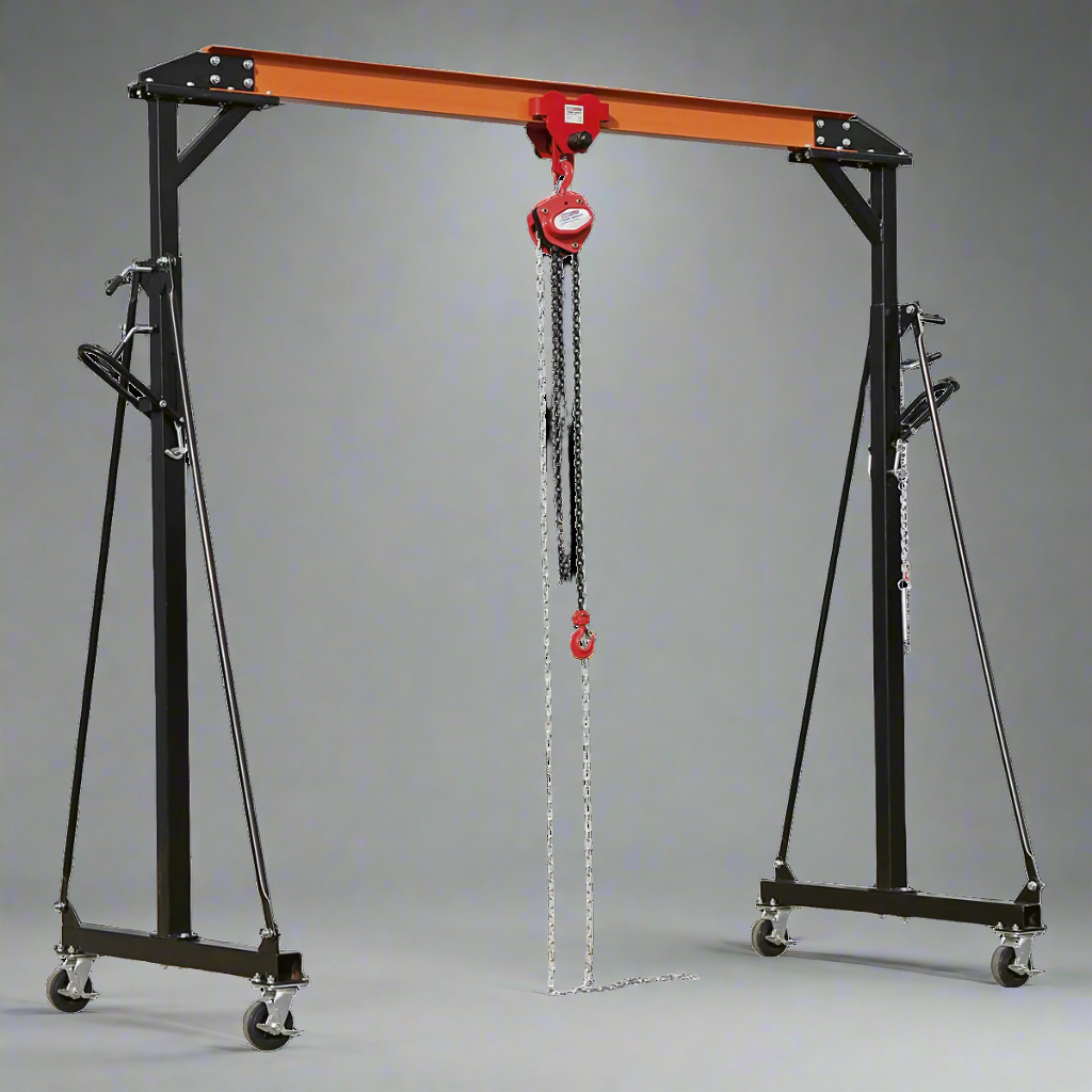 Portable Lifting Adjustable Gantry Crane 1 Tonne & Hoist Combo