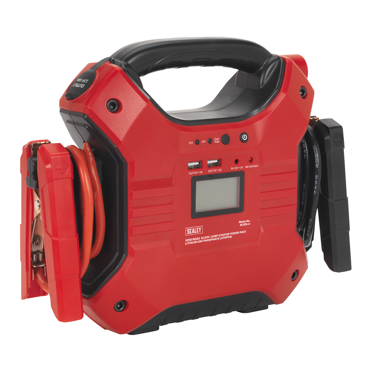 12/24V Jump Starter Power Pack Lithium-ion Phosphate (LiFePo4) 1200/600 Peak Amps