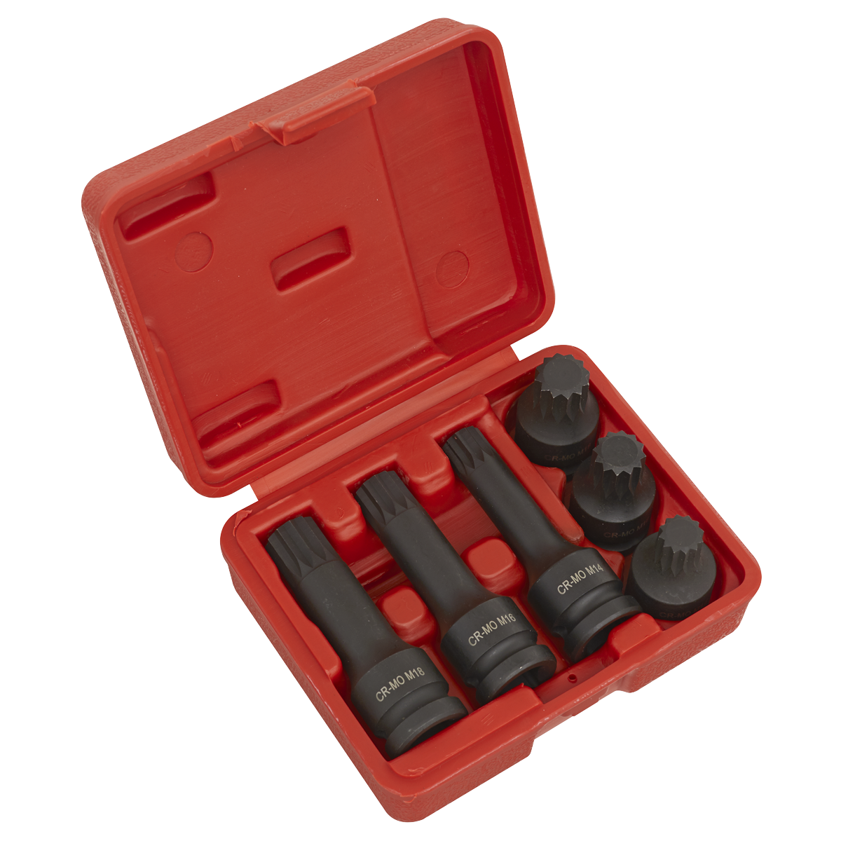 Impact Spline Socket Bit Set 1/2"Sq Drive 6pc