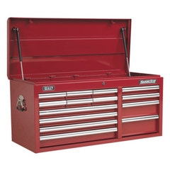 Sealey AP41149 Superline Pro 14 Drawer Top Tool Chest Storage Box with Ball Bearing Slides Red