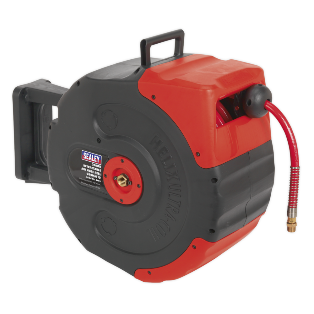 Sealey SA93 Retractable Air Tool Reinforced PVC Hose Reel 10mm 20 Metre 3/8" BSP