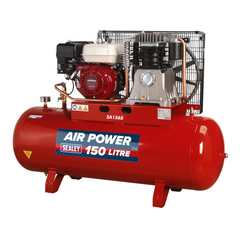 Sealey SA1565 Stationary Belt Drive Air Compressor with Petrol Engine 150 Litre 6.5hp